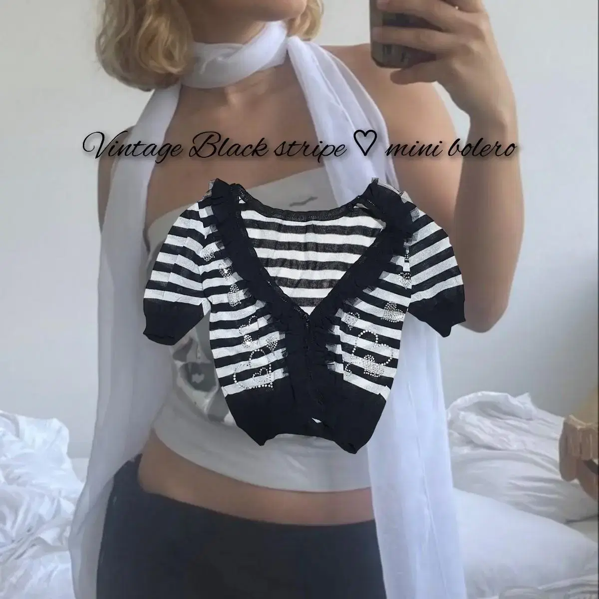 Vintage Black stripe S2 mini bolero